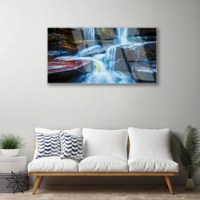 Glasbild aus Plexiglas® Wasserfall Felsen Landschaft