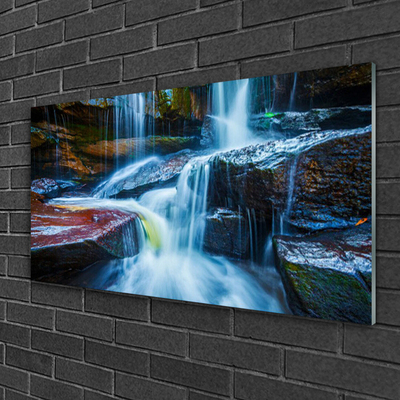 Glasbild aus Plexiglas® Wasserfall Felsen Landschaft