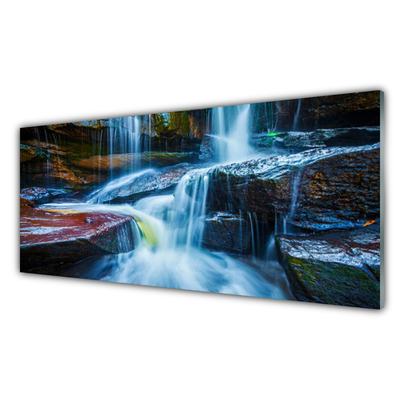 Glasbild aus Plexiglas® Wasserfall Felsen Landschaft