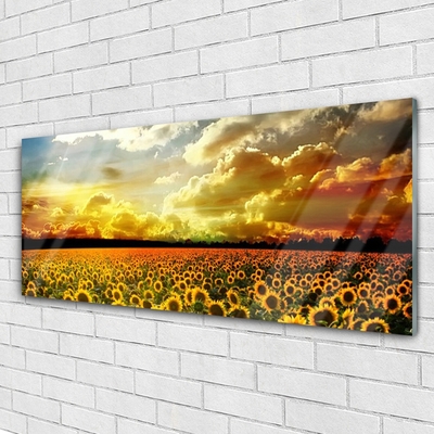 Glasbild aus Plexiglas® Wiese Sonnenblumen Pflanzen