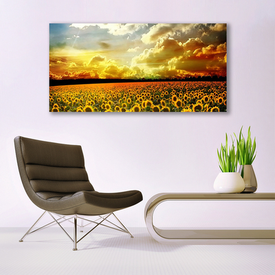 Glasbild aus Plexiglas® Wiese Sonnenblumen Pflanzen