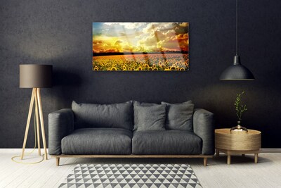 Glasbild aus Plexiglas® Wiese Sonnenblumen Pflanzen