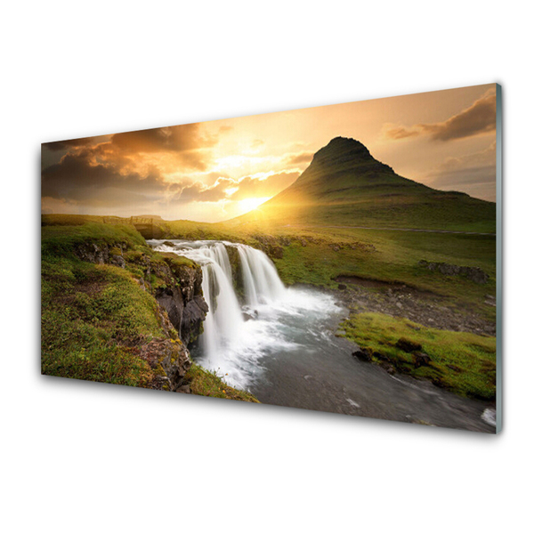 Glasbild aus Plexiglas® Gebirge Wasserfall Natur