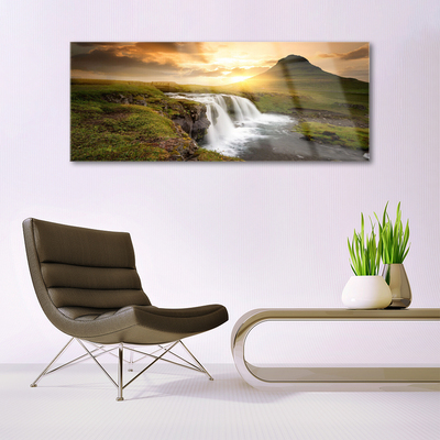 Glasbild aus Plexiglas® Gebirge Wasserfall Natur