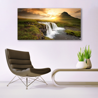 Glasbild aus Plexiglas® Gebirge Wasserfall Natur