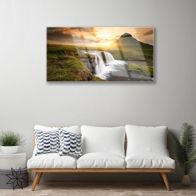 Glasbild aus Plexiglas® Gebirge Wasserfall Natur