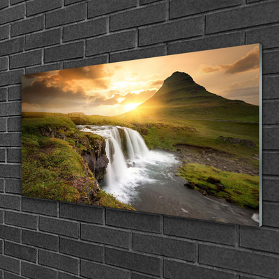 Glasbild aus Plexiglas® Gebirge Wasserfall Natur