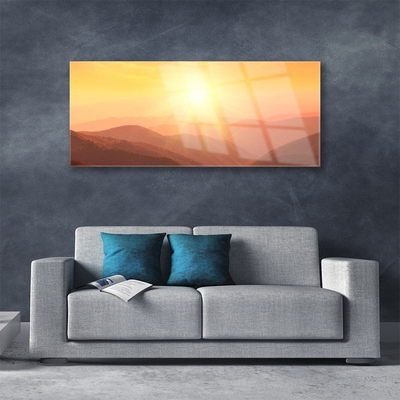 Glasbild aus Plexiglas® Sonne Gebirge Landschaft