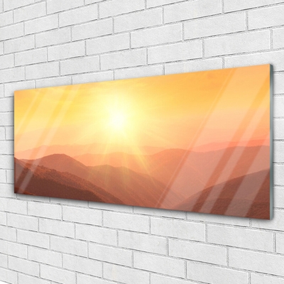 Glasbild aus Plexiglas® Sonne Gebirge Landschaft