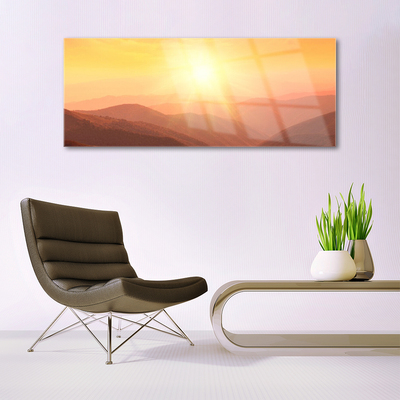 Glasbild aus Plexiglas® Sonne Gebirge Landschaft