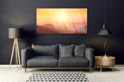 Glasbild aus Plexiglas® Sonne Gebirge Landschaft