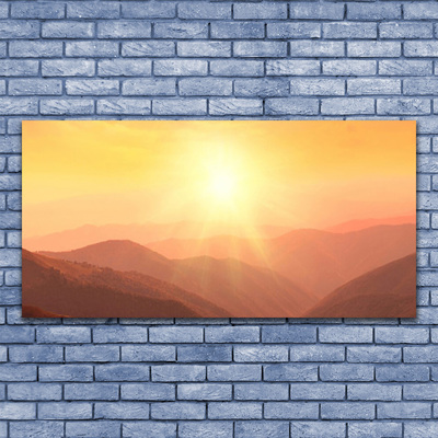 Glasbild aus Plexiglas® Sonne Gebirge Landschaft