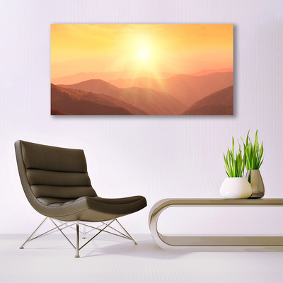 Glasbild aus Plexiglas® Sonne Gebirge Landschaft