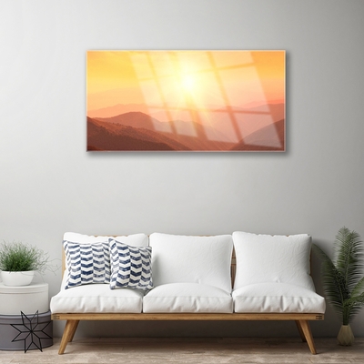 Glasbild aus Plexiglas® Sonne Gebirge Landschaft