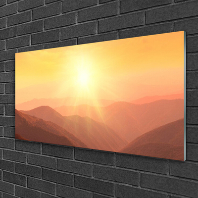 Glasbild aus Plexiglas® Sonne Gebirge Landschaft