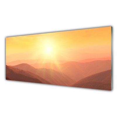 Glasbild aus Plexiglas® Sonne Gebirge Landschaft