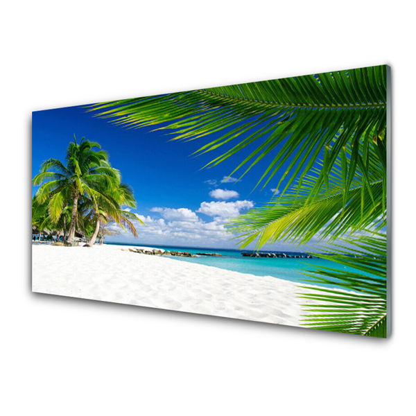Glasbild aus Plexiglas® Strand Palmen Landschaft