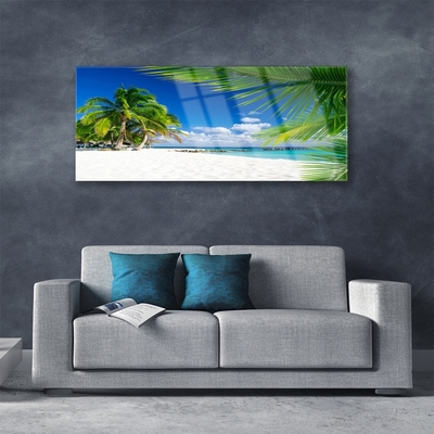Glasbild aus Plexiglas® Strand Palmen Landschaft
