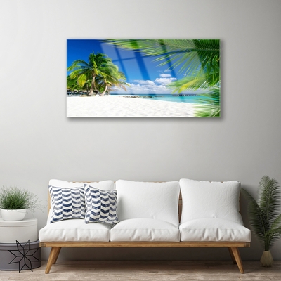 Glasbild aus Plexiglas® Strand Palmen Landschaft