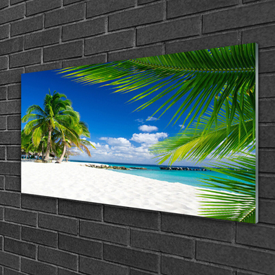 Glasbild aus Plexiglas® Strand Palmen Landschaft