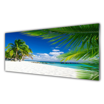 Glasbild aus Plexiglas® Strand Palmen Landschaft