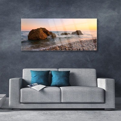 Glasbild aus Plexiglas® Felsen Steine Meer Landschaft