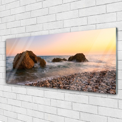 Glasbild aus Plexiglas® Felsen Steine Meer Landschaft