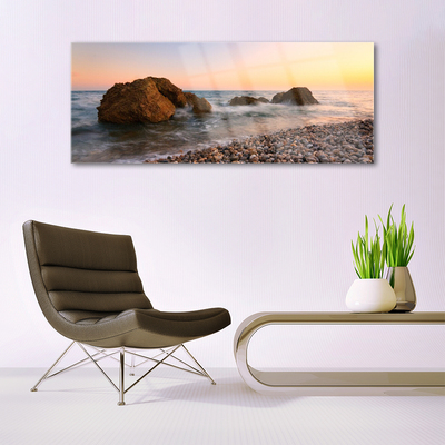 Glasbild aus Plexiglas® Felsen Steine Meer Landschaft