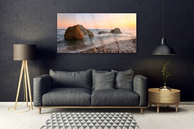 Glasbild aus Plexiglas® Felsen Steine Meer Landschaft