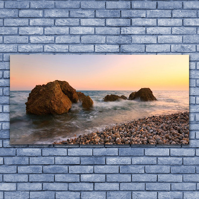 Glasbild aus Plexiglas® Felsen Steine Meer Landschaft