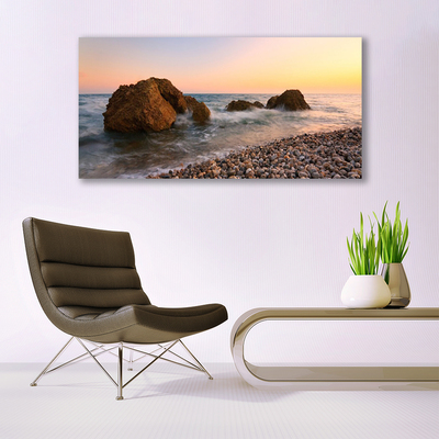 Glasbild aus Plexiglas® Felsen Steine Meer Landschaft