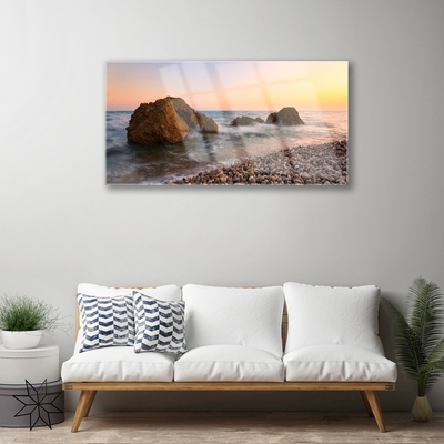 Glasbild aus Plexiglas® Felsen Steine Meer Landschaft