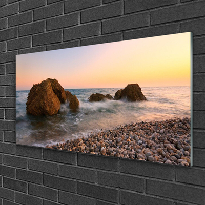 Glasbild aus Plexiglas® Felsen Steine Meer Landschaft