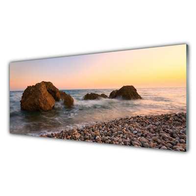 Glasbild aus Plexiglas® Felsen Steine Meer Landschaft
