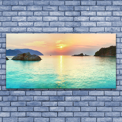 Glasbild aus Plexiglas® Sonne Meer Felsen Landschaft