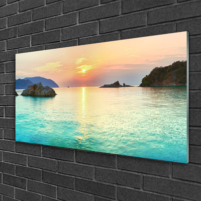 Glasbild aus Plexiglas® Sonne Meer Felsen Landschaft