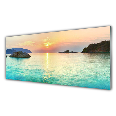 Glasbild aus Plexiglas® Sonne Meer Felsen Landschaft