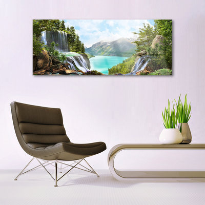 Glasbild aus Plexiglas® Gebirge Bucht Wasserfall Natur