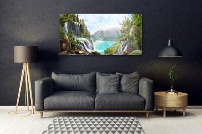 Glasbild aus Plexiglas® Gebirge Bucht Wasserfall Natur