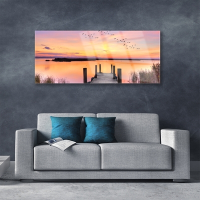 Glasbild aus Plexiglas® Meer Brücke Landschaft