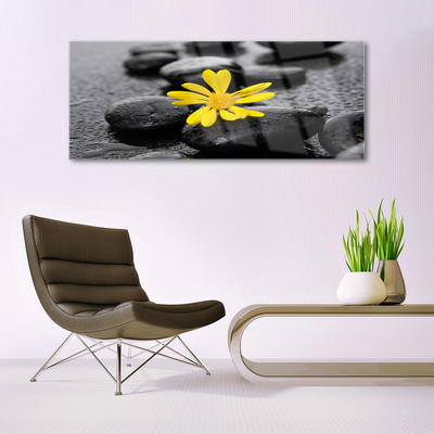 Glasbild aus Plexiglas® Blume Steine Kunst