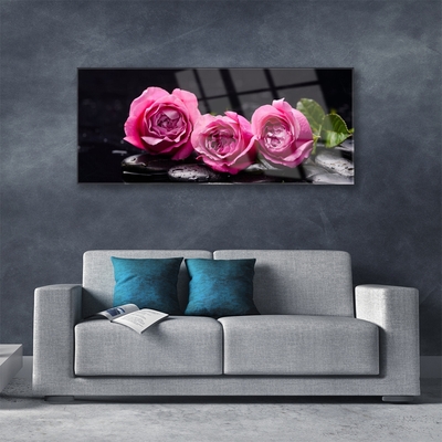 Glasbild aus Plexiglas® Rosen Steine Pflanzen