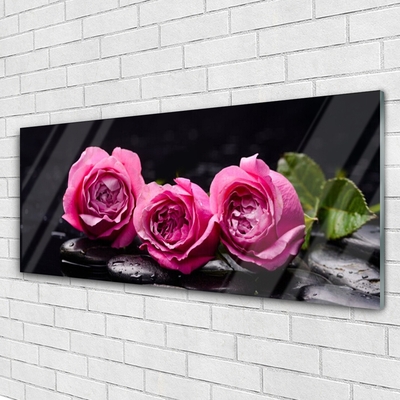 Glasbild aus Plexiglas® Rosen Steine Pflanzen