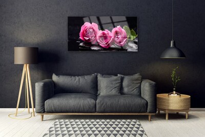 Glasbild aus Plexiglas® Rosen Steine Pflanzen