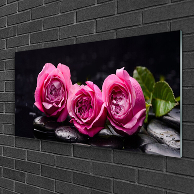 Glasbild aus Plexiglas® Rosen Steine Pflanzen