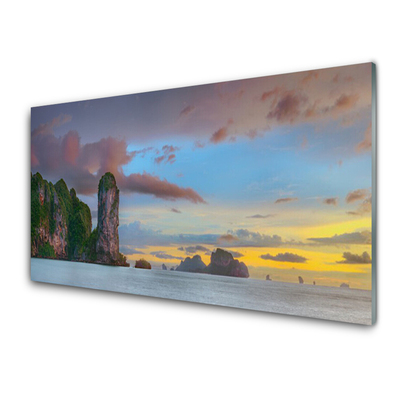 Glasbild aus Plexiglas® Meer Gebirge Landschaft