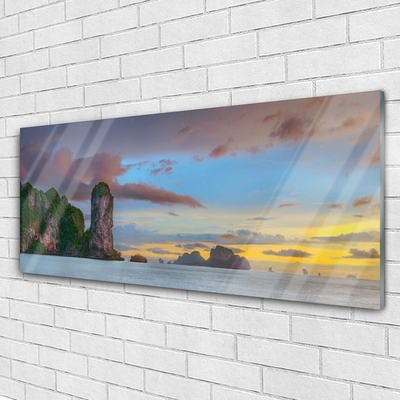 Glasbild aus Plexiglas® Meer Gebirge Landschaft