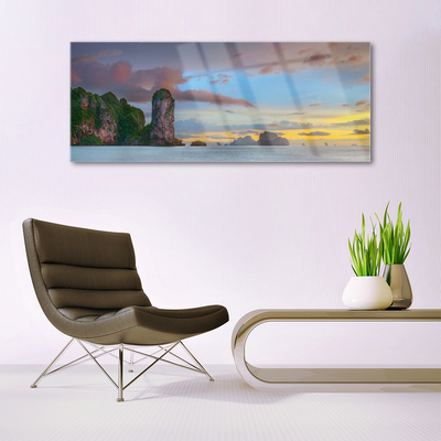 Glasbild aus Plexiglas® Meer Gebirge Landschaft