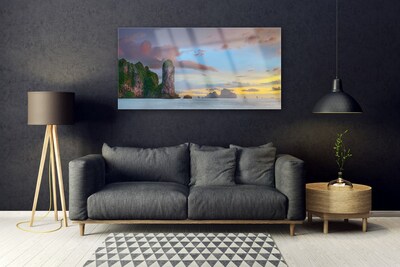 Glasbild aus Plexiglas® Meer Gebirge Landschaft