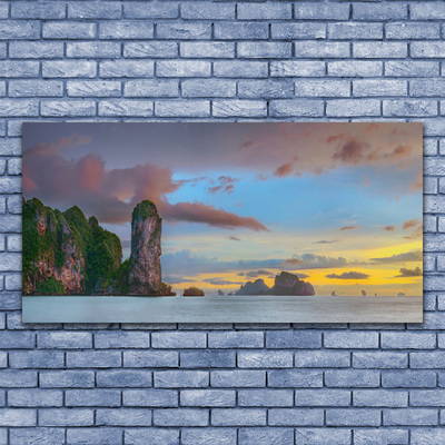 Glasbild aus Plexiglas® Meer Gebirge Landschaft